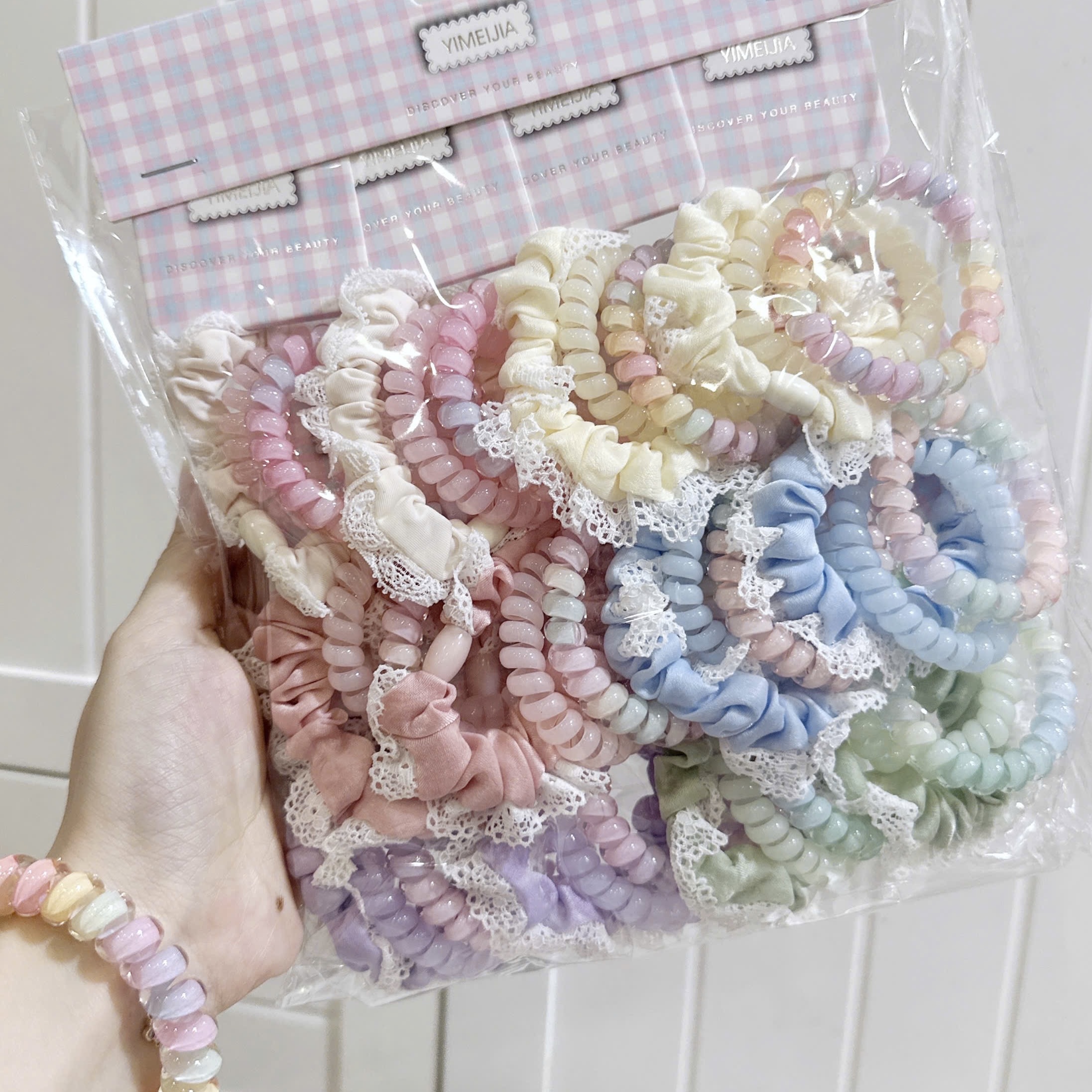 Set 3 cột lò xo thun pastel 5085