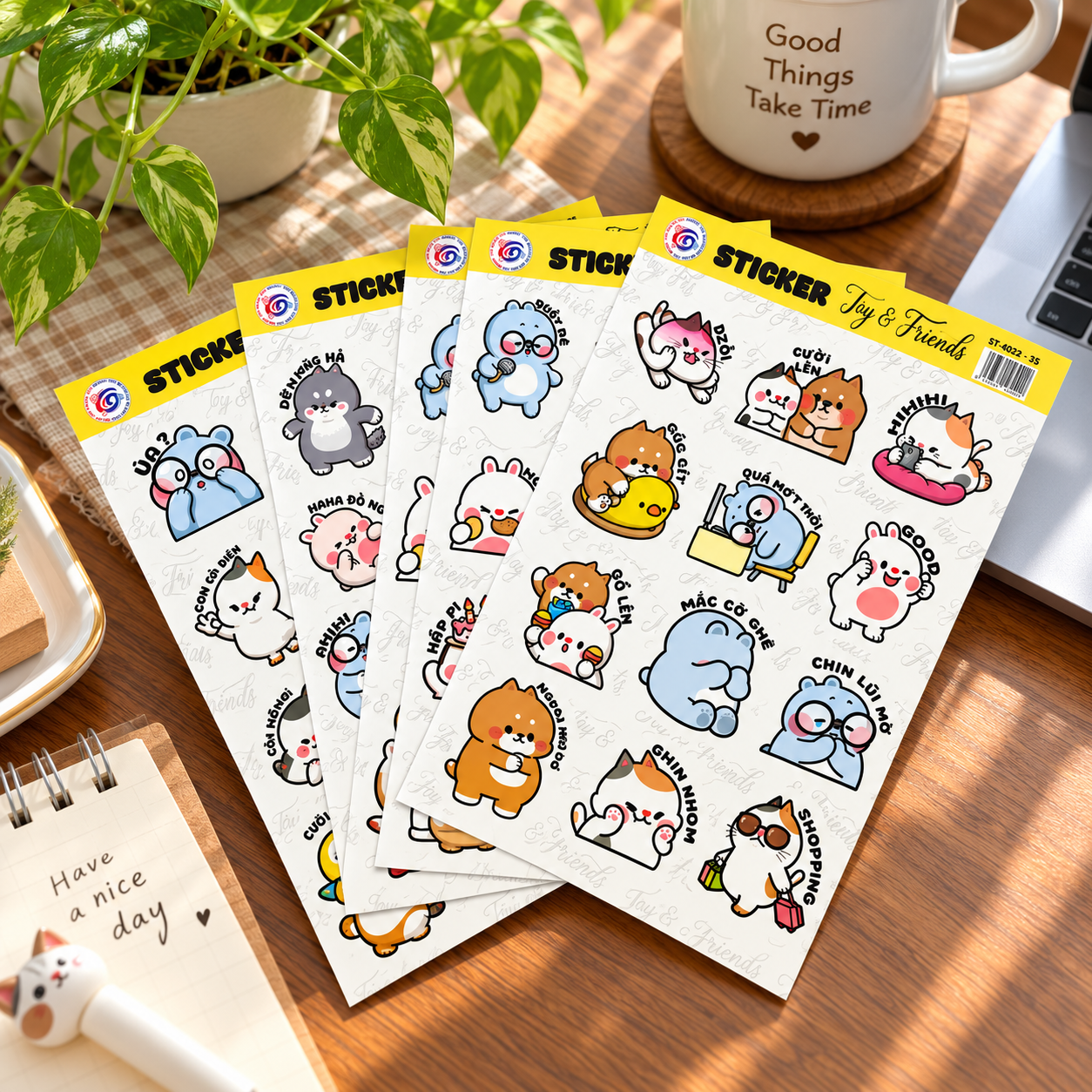 Set 4 tấm sticker cún toto 997