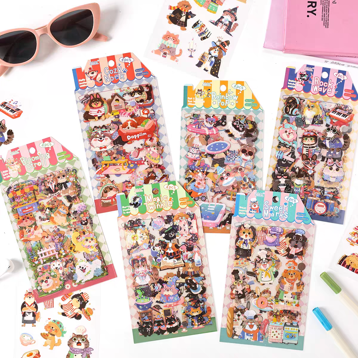 Set 4 tấm sticker động vật zabc 791