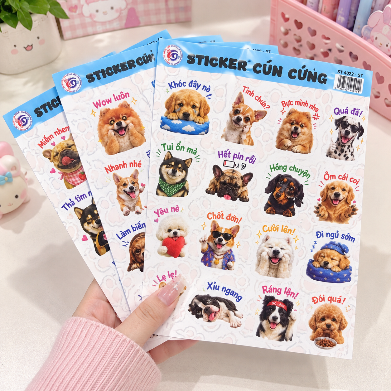 Set 4 tấm sticker meme cún cưng 992