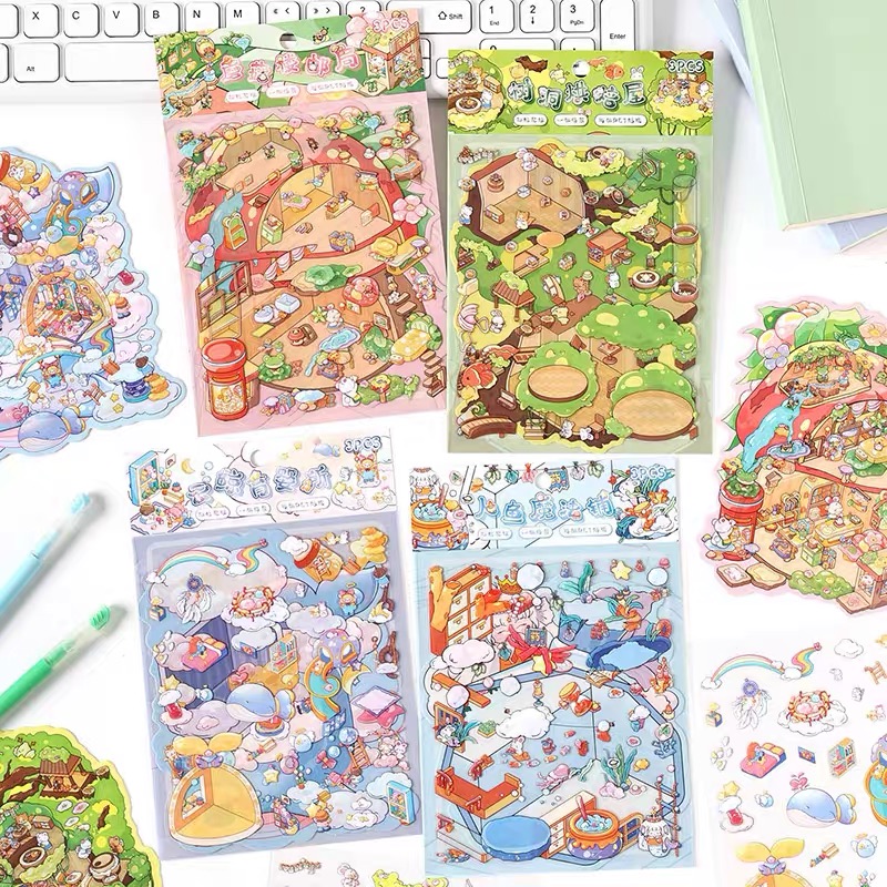 Set sticker deco khu vườn trên cây 976