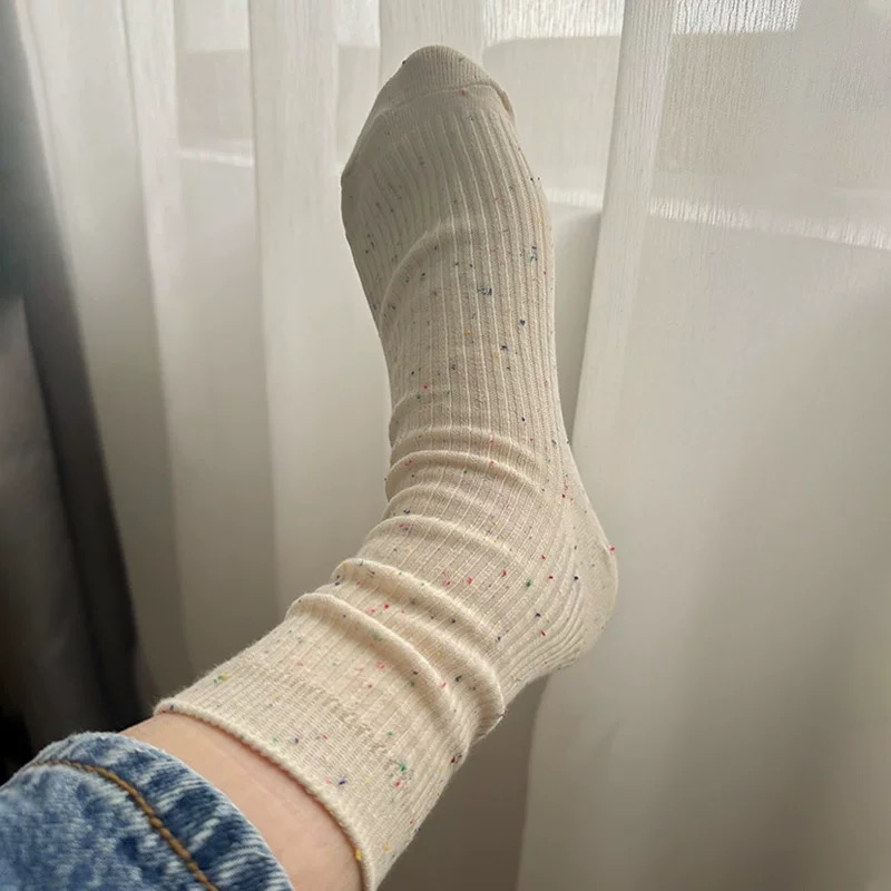Tất cao cổ chấm màu muối tiêu 081