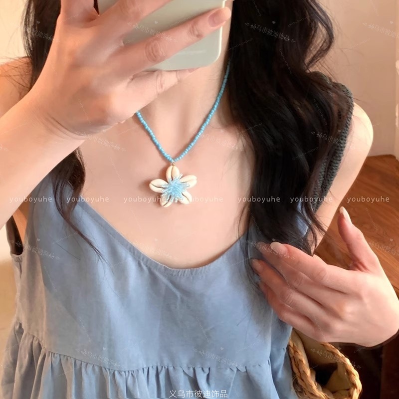 Vòng cổ hạt xanh hoa 906