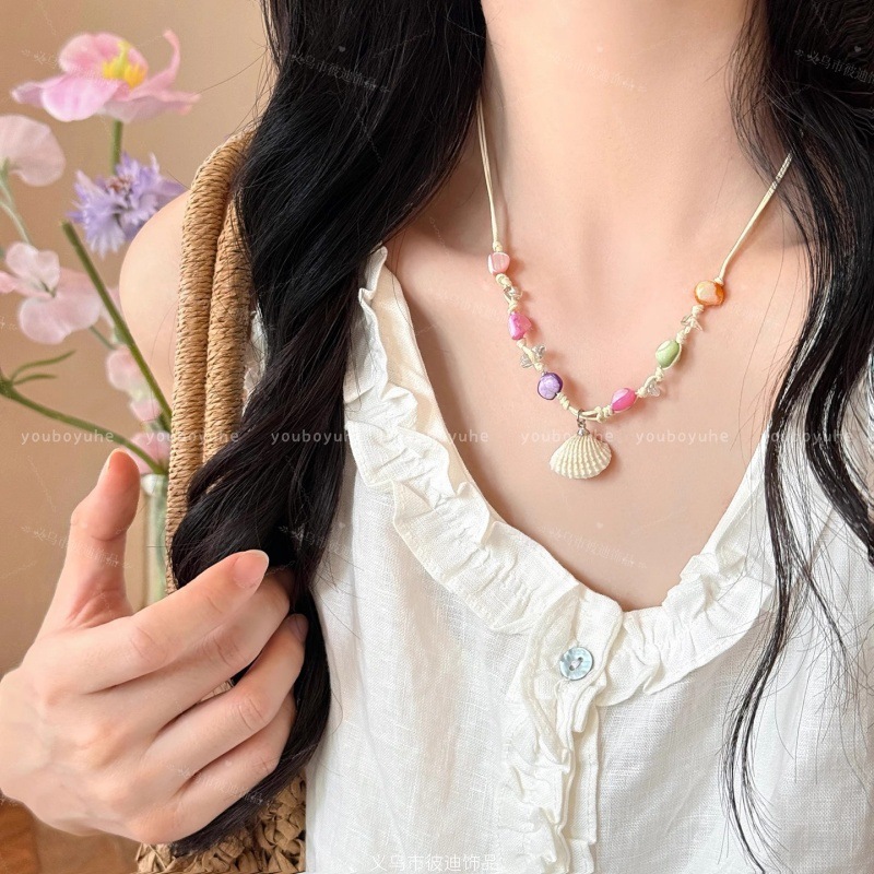 Vòng cổ vỏ sò hạt đá 903