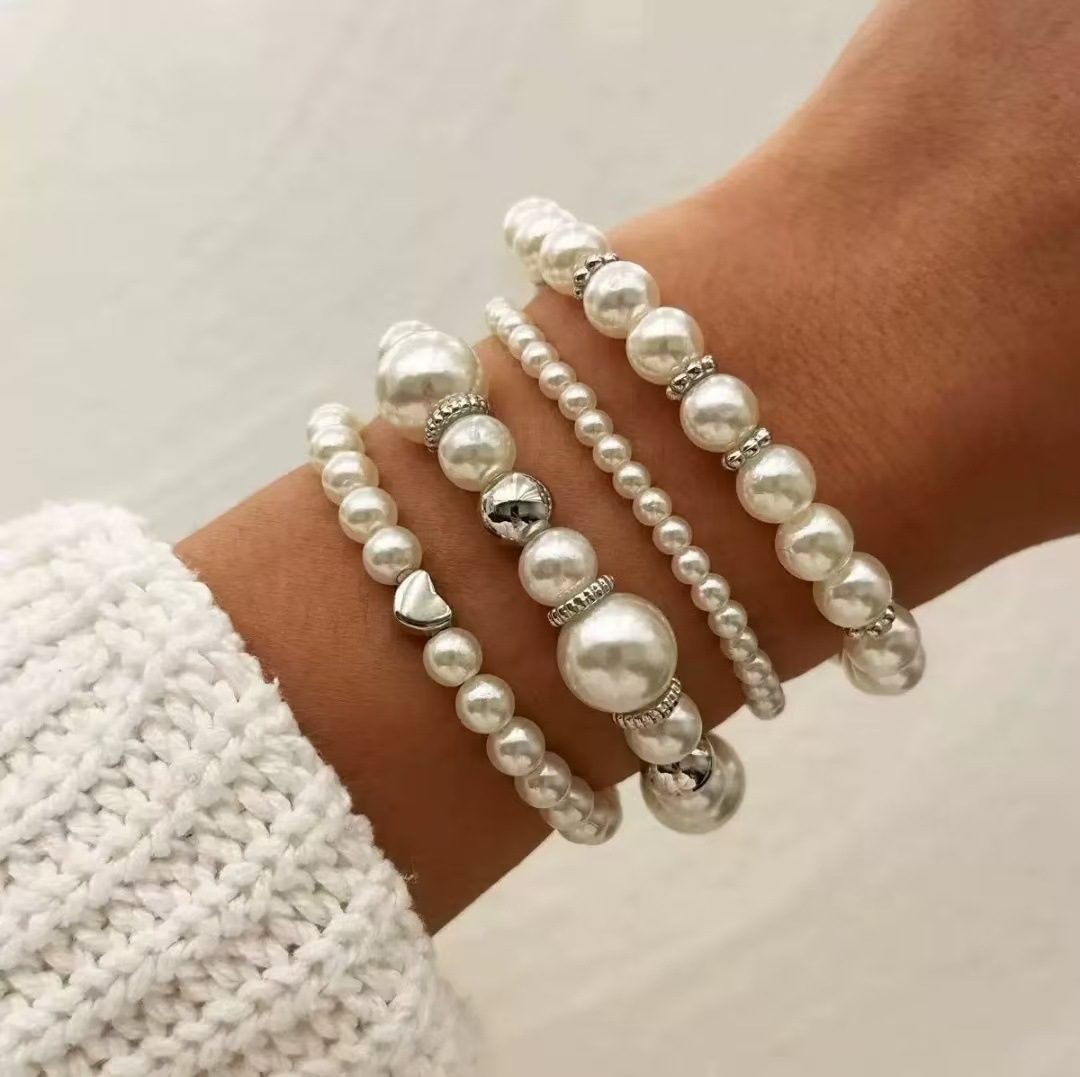 Vòng tay hạt ngọc trai phối bạc 204