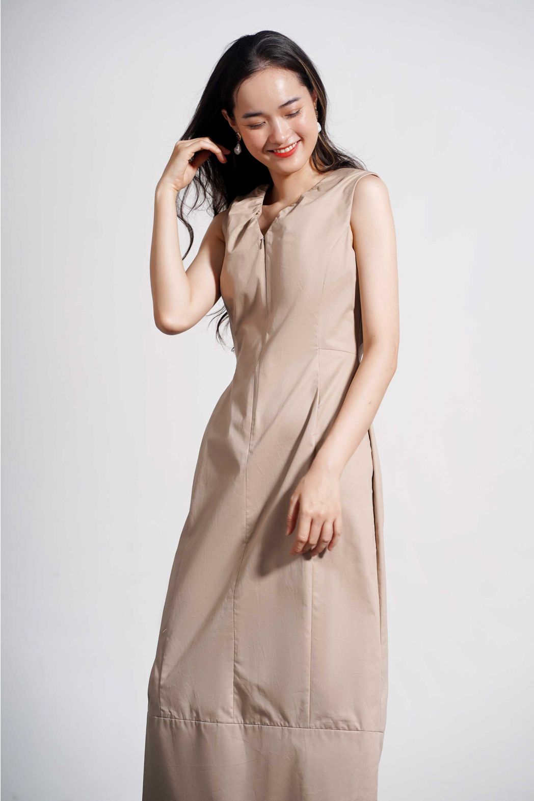 ĐẦM XẾP LY TAY NGẮN COTTON