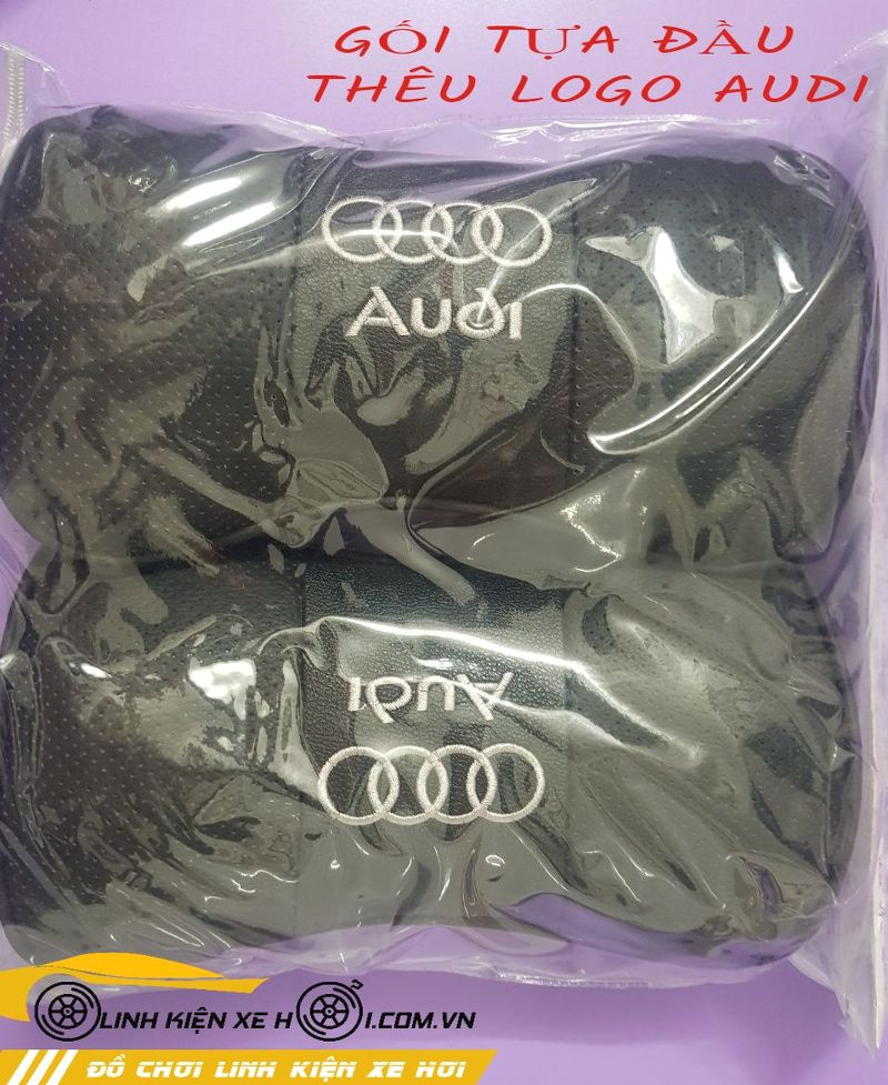 GỐI TỰA ĐẦU THÊU LOGO AUDI MÀU ĐEN