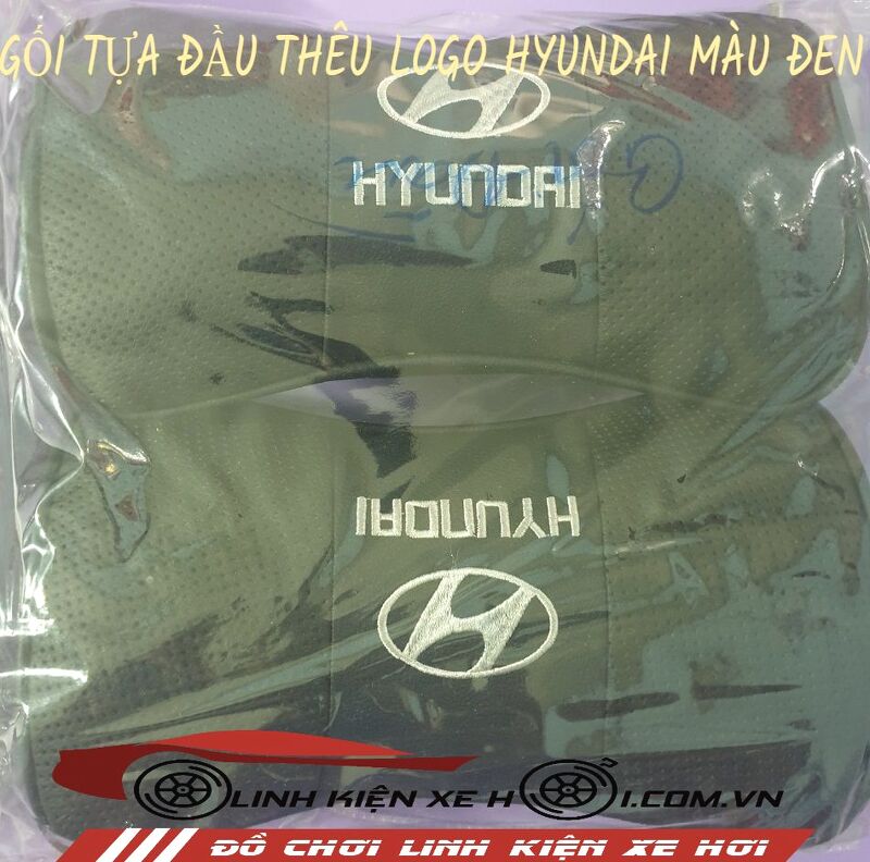 GỐI TỰA ĐẦU THÊU LOGO HYUNDAI MÀU ĐEN