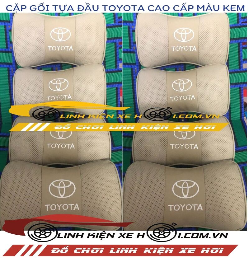 CẶP GỐI TỰA ĐẦU TOYOTA CAO CẤP MÀU KEM