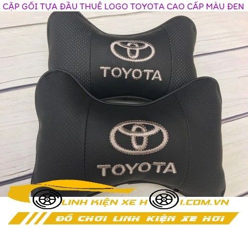 CẶP GỐI TỰA ĐẦU THÊU LOGO TOYOTA CAO CẤP MÀU ĐEN