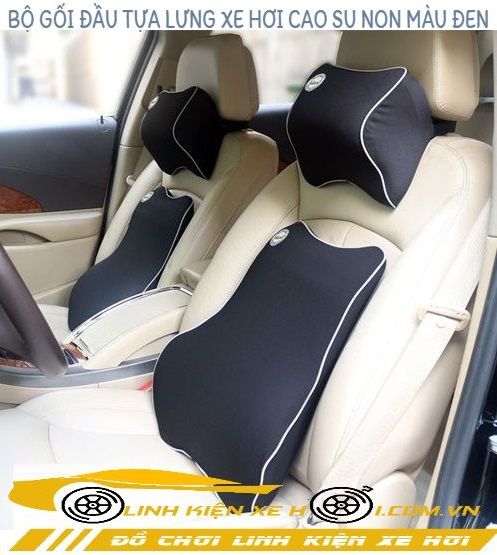 BỘ GỐI ĐẦU TỰA LƯNG XE HƠI CAO SU NON CAO CẤP MÀU ĐEN
