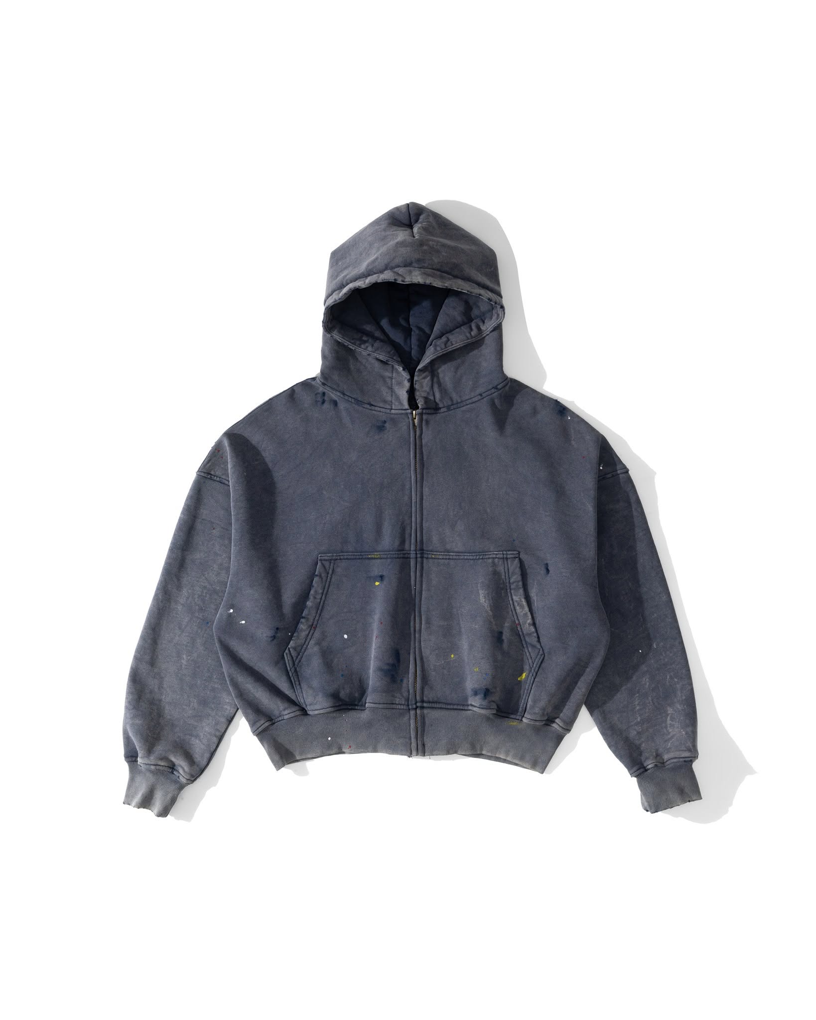 PAINTED ZIP HOODIE / DUST NAVY