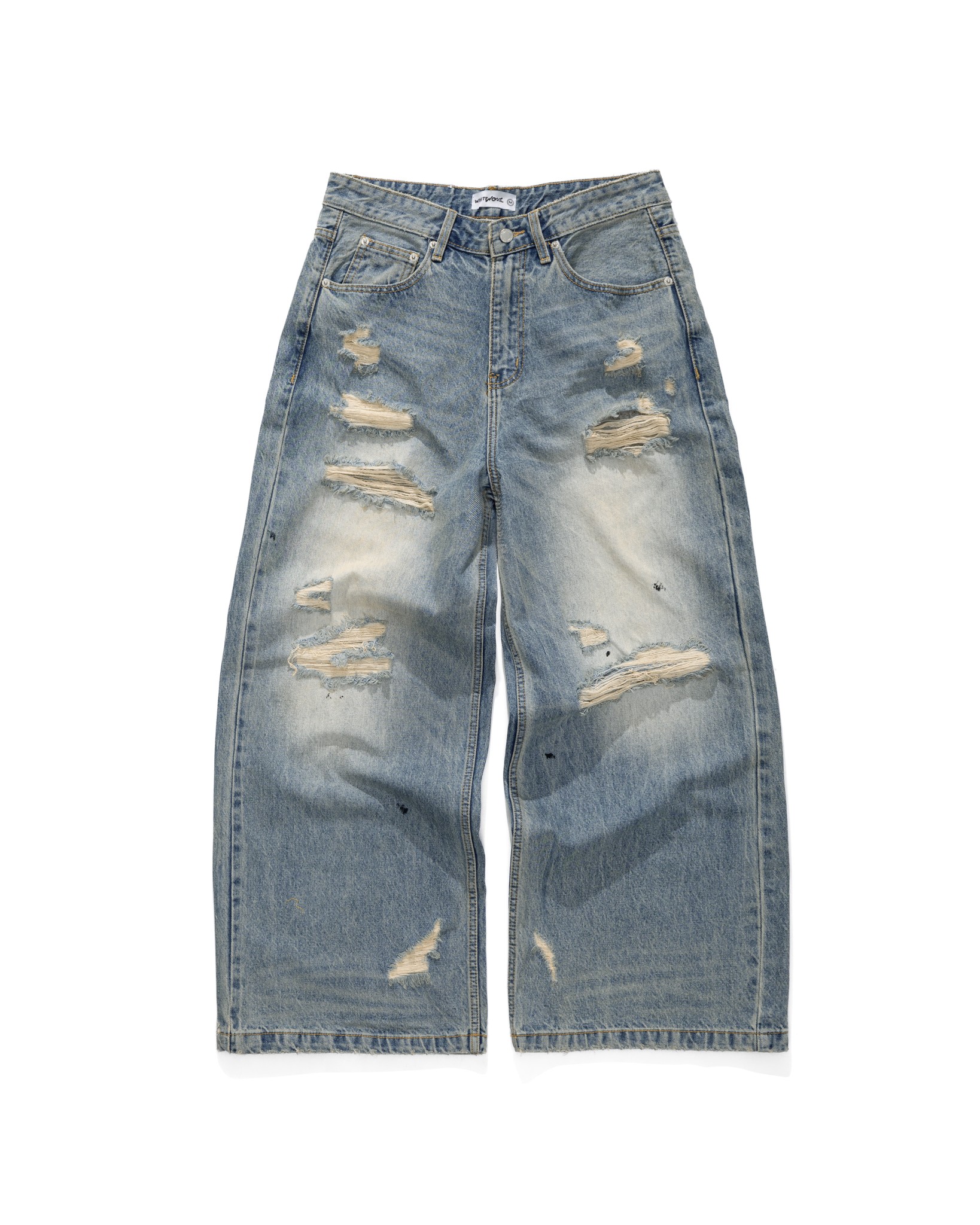 Quần Jeans Ống Rộng DESTROYED BAGGY JEANS /LIGHT BLUE chất liệu jeans 13.5 OZ