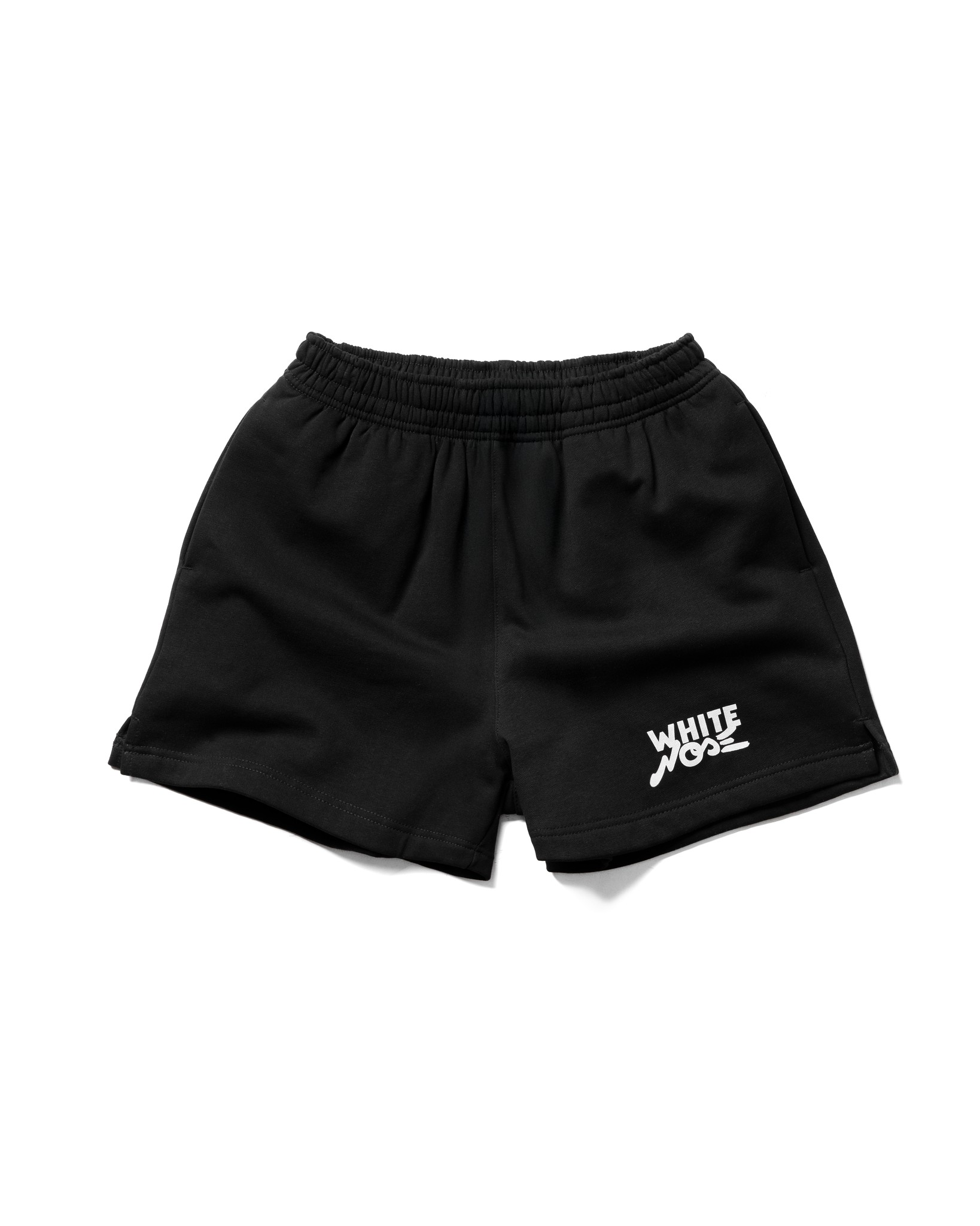 Quần Shorts Nỉ WHITENOSE Signature Logo 450GSM Cotton Dày Form Rộng Unisex Basic- ĐEN
