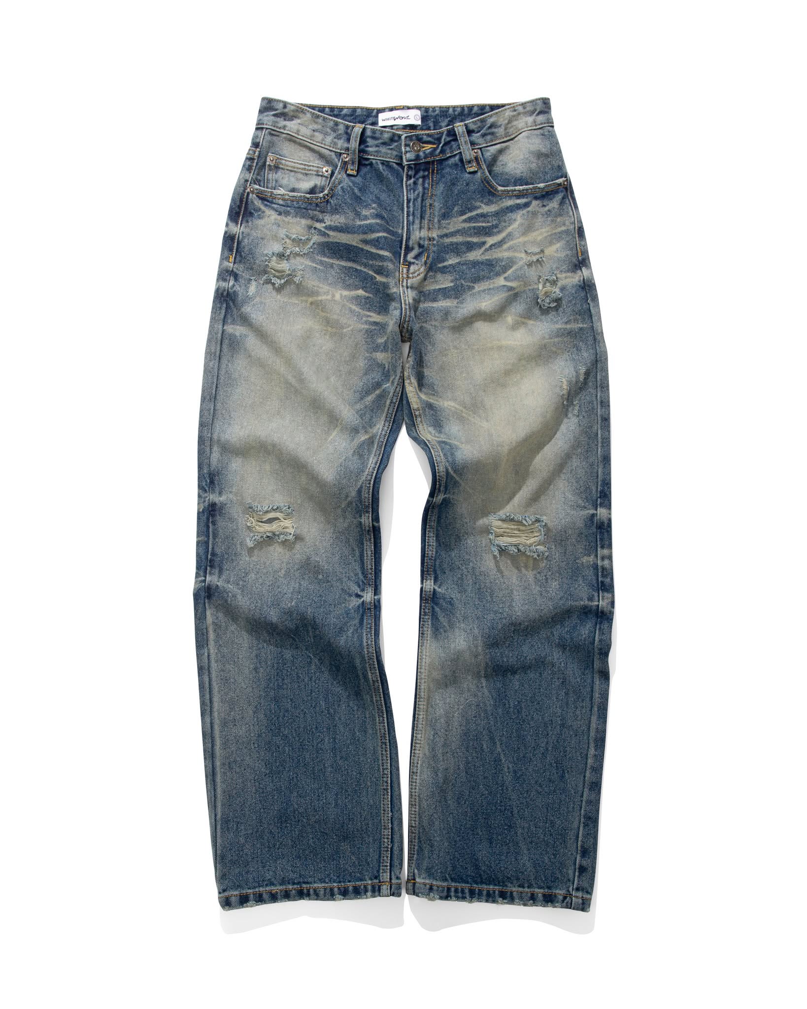 RIPPED REGULAR JEANS/ DARK BLUE