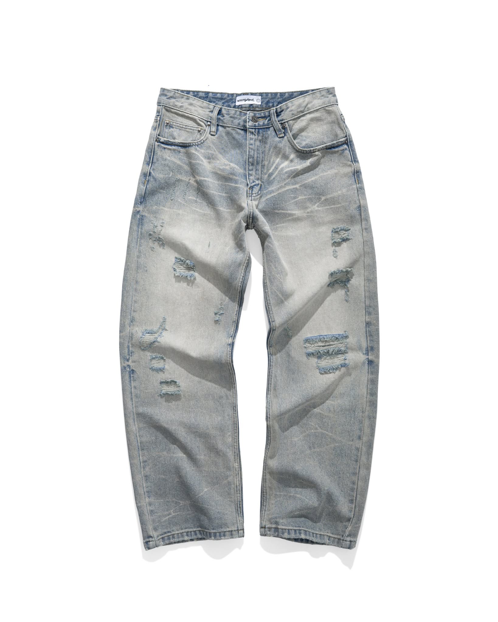 RIPPED REGULAR JEANS/ FROSTED BLUE