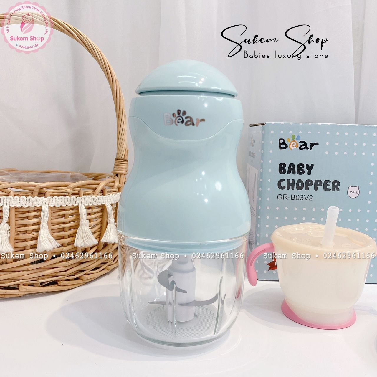 Máy xay ăn dặm mini Bear 0.3L B03V2