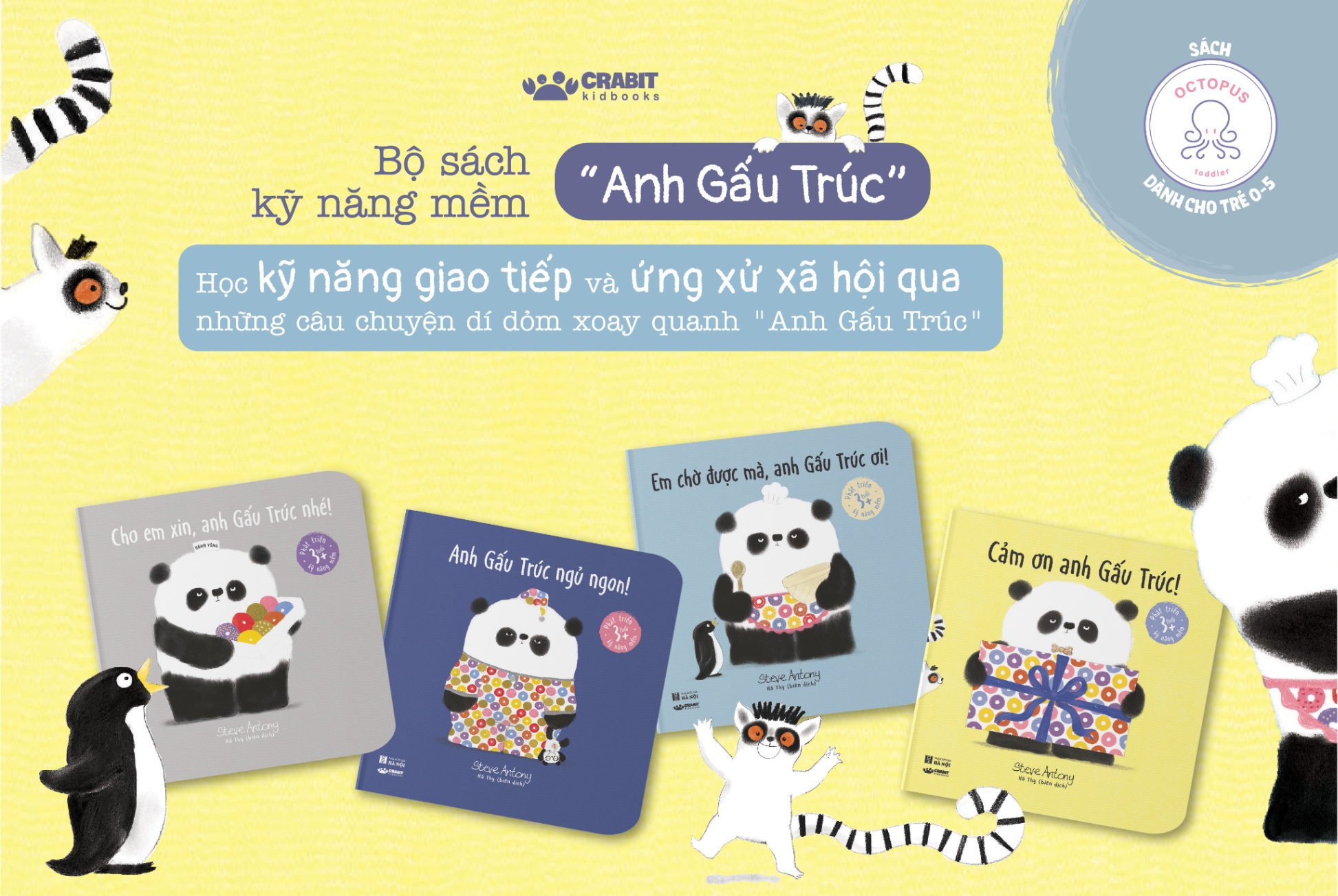 [Sách mới] ANH GẤU TRÚC - Bộ sách để trẻ mầm non học kỹ năng giao tiếp và cư xử đúng mực