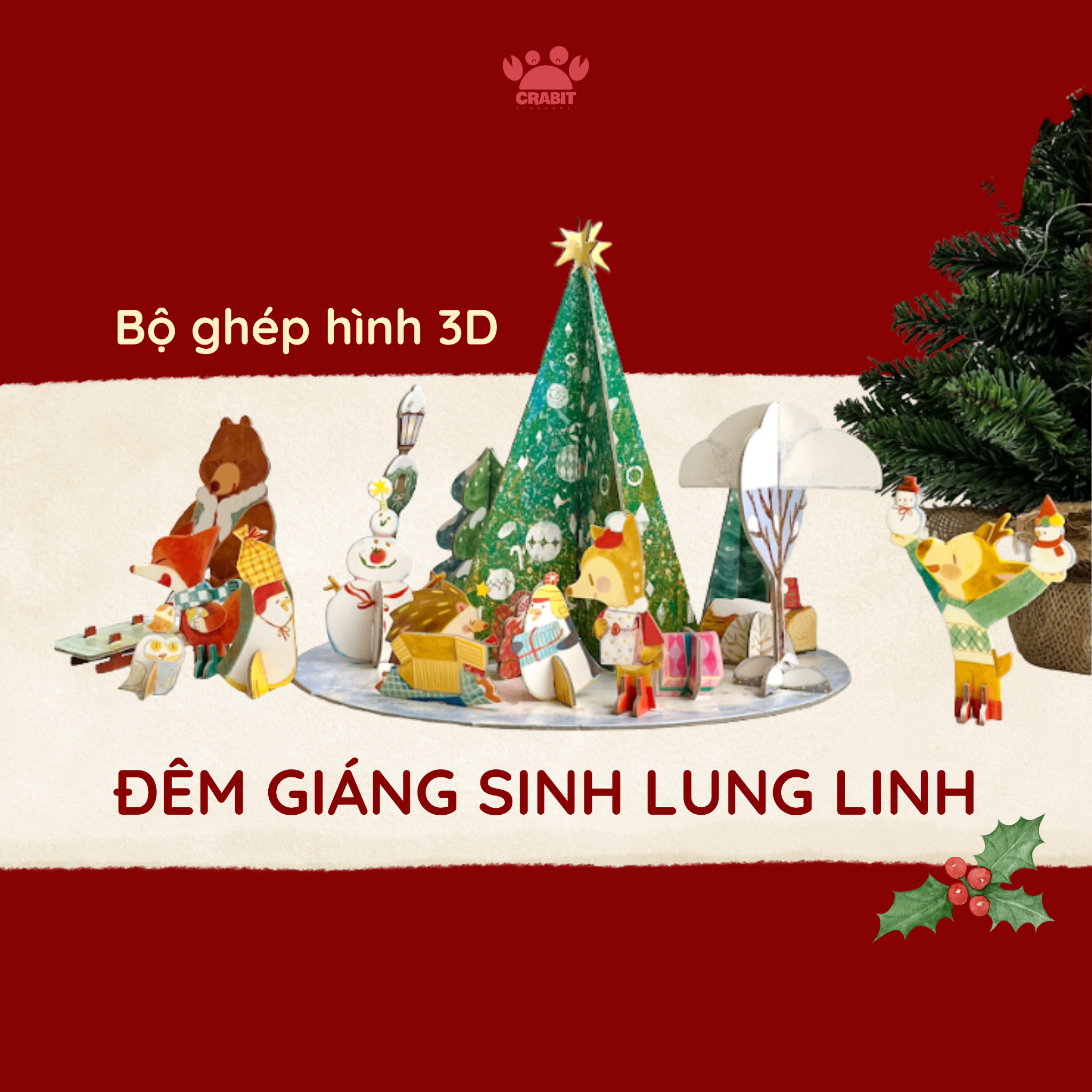 [HOT🔥] Set Hộp Quà Lắp Ghép Cây Thông và Truyện Giáng Sinh Đặc Sắc