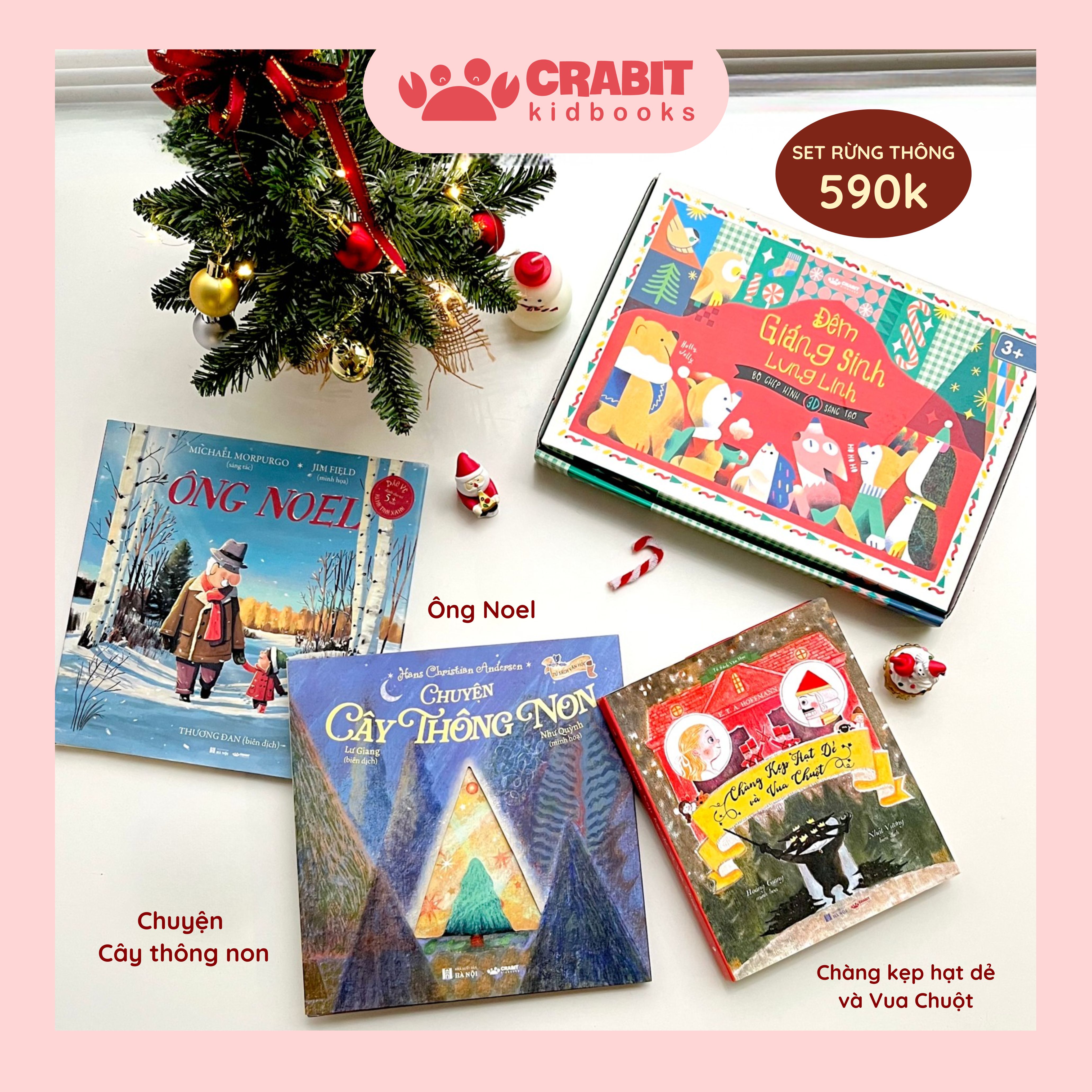 [HOT🔥] Set Hộp Quà Lắp Ghép Cây Thông và Truyện Giáng Sinh Đặc Sắc