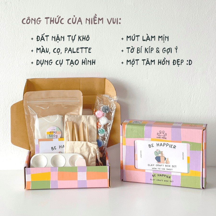 Set đất nặn tự khô Crabit (500g đất nặn) - Full set dụng cụ, đất nặn, màu nước