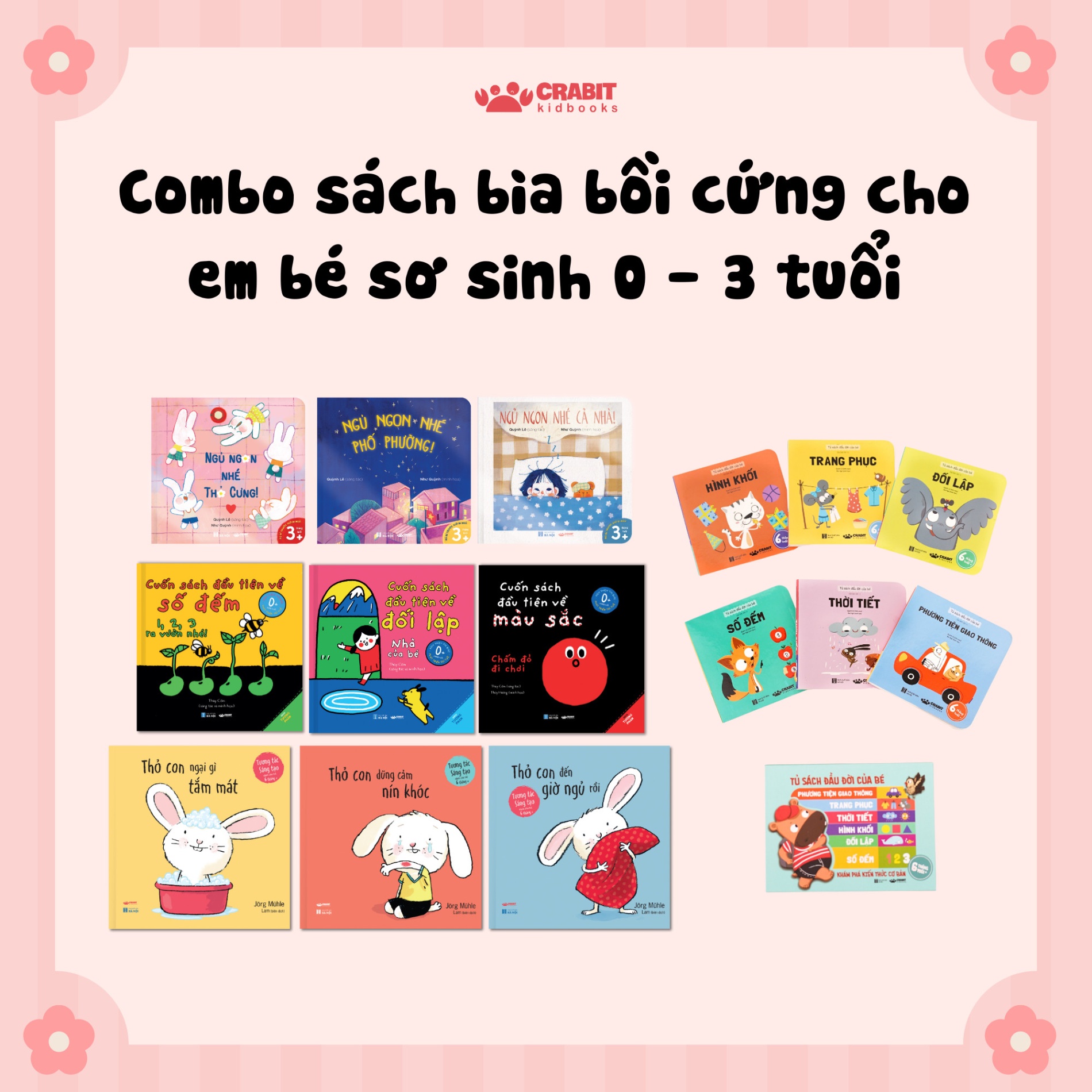 Combo sách bìa bồi cứng cho bé sơ sinh 0 - 3 tuổi