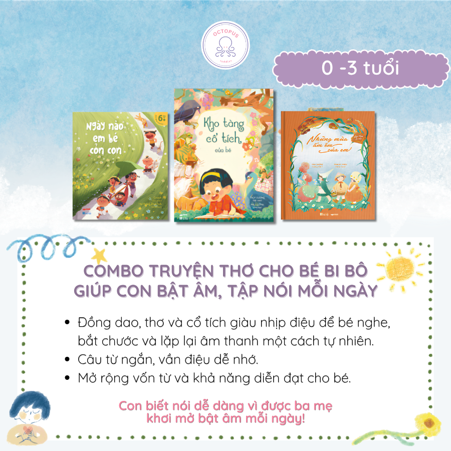 COMBO TRUYỆN THƠ CHO BÉ BI BÔ – GIÚP CON BẬT ÂM, TẬP NÓI TỰ NHIÊN MỖI NGÀY