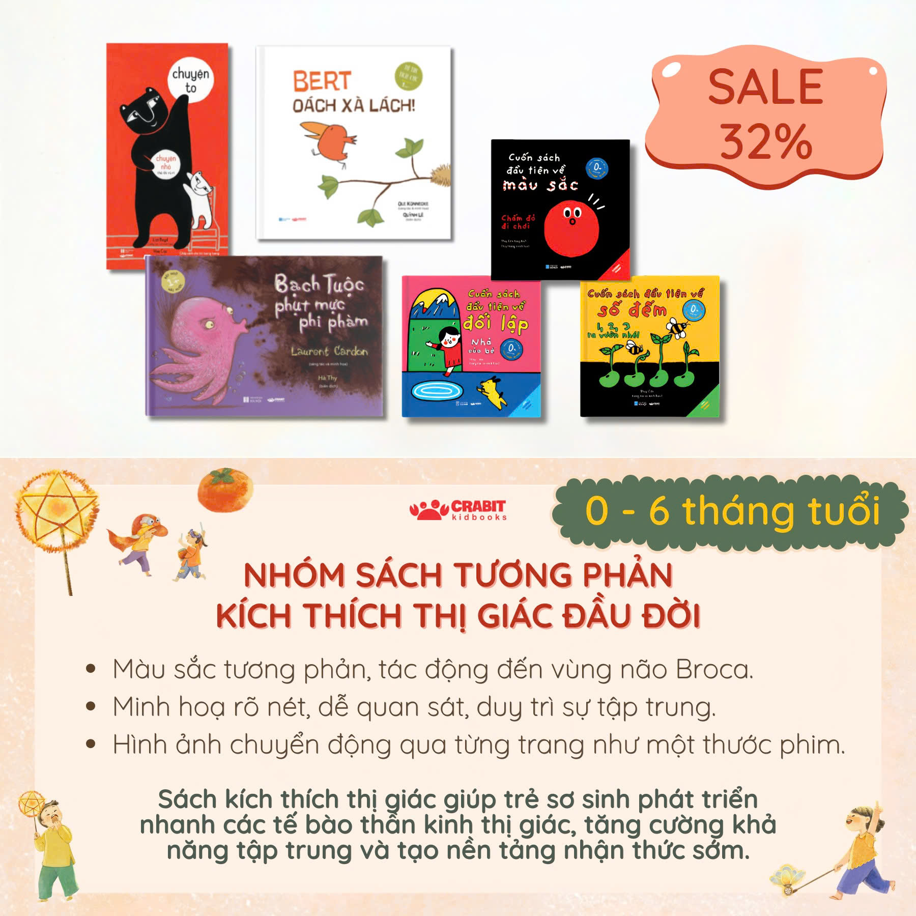NHÓM SÁCH TƯƠNG PHẢN KÍCH THÍCH THỊ GIÁC ĐẦU ĐỜI