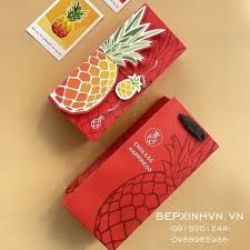 Bộ túi + hộp bánh dứa đỏ