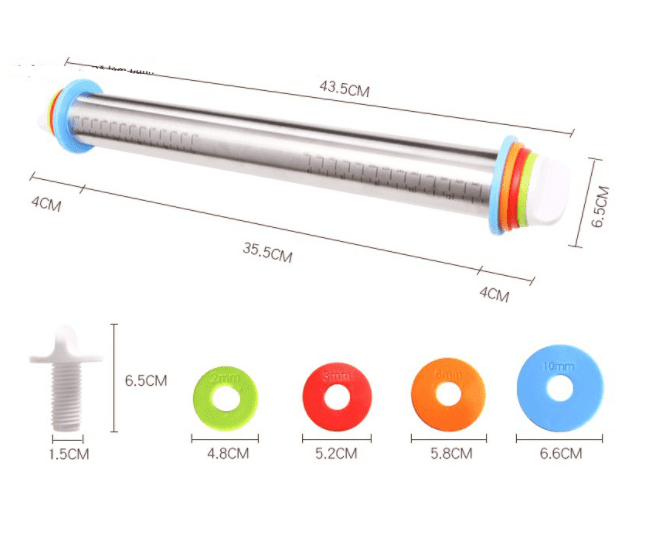 Cây lăn bột điều chỉnh độ dày bột (2-10mm)