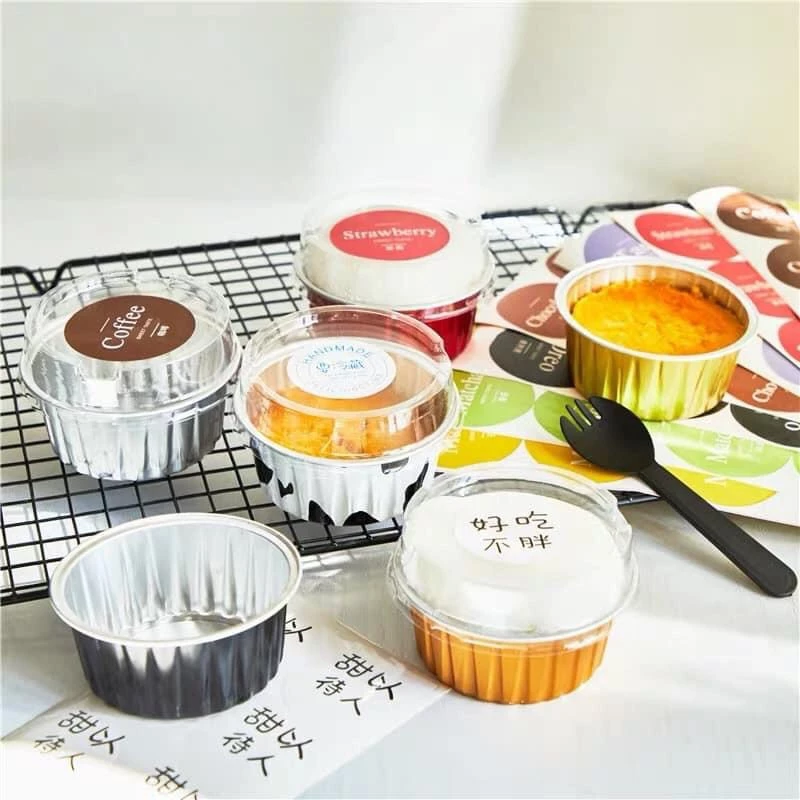 Cốc Cupcake thiếc tròn 125ml kèm nắp - set 10c