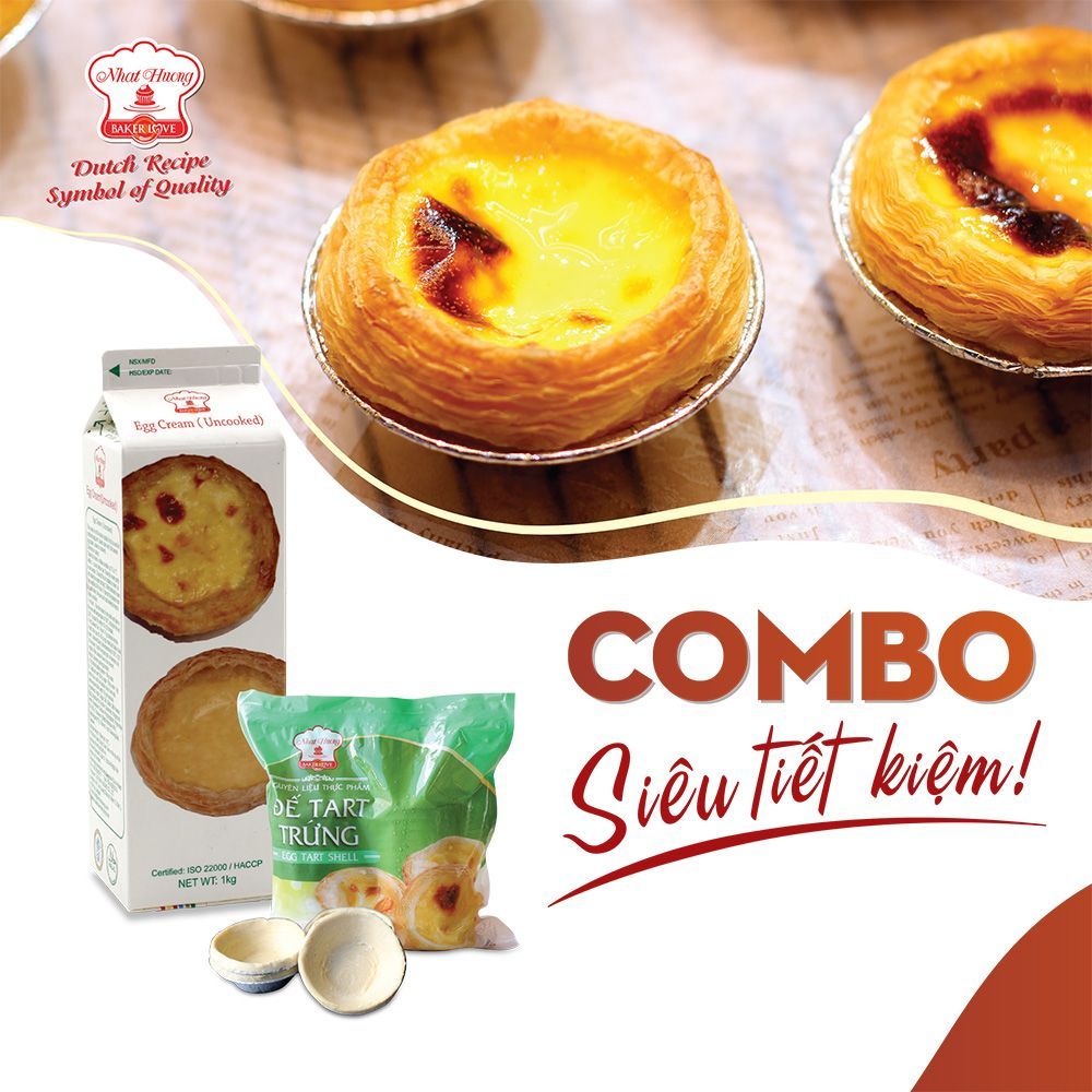 Combo Đế tart trứng TRÒN + Kem trứng thường