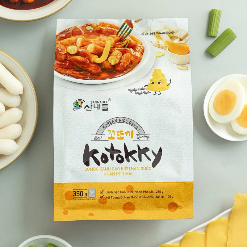 Combo bánh gạo Hàn Quốc nhân phô mai Kotokky 350g