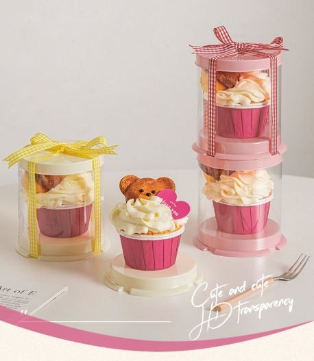 Hộp đựng cupcake hình trụ mini - 1 cái - hồng