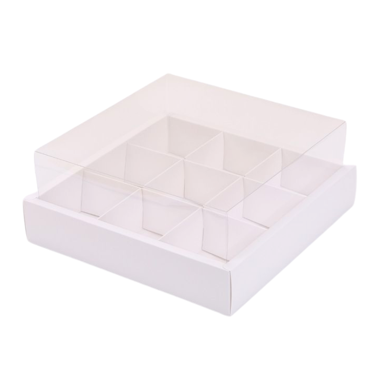 Hộp giấy trắng nắp trong 9 bánh 24*24*10