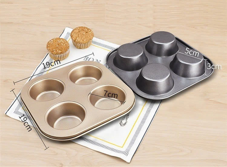 Khuôn Cupcake 4 bánh màu vàng