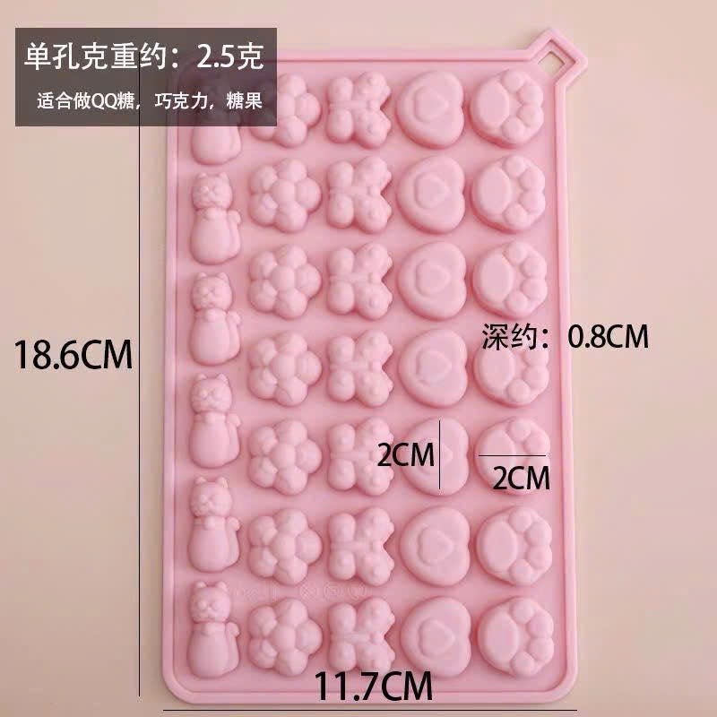 Khuôn Silicon Chipchip 34 ô: Mèo, hoa, bướm, tim, chân