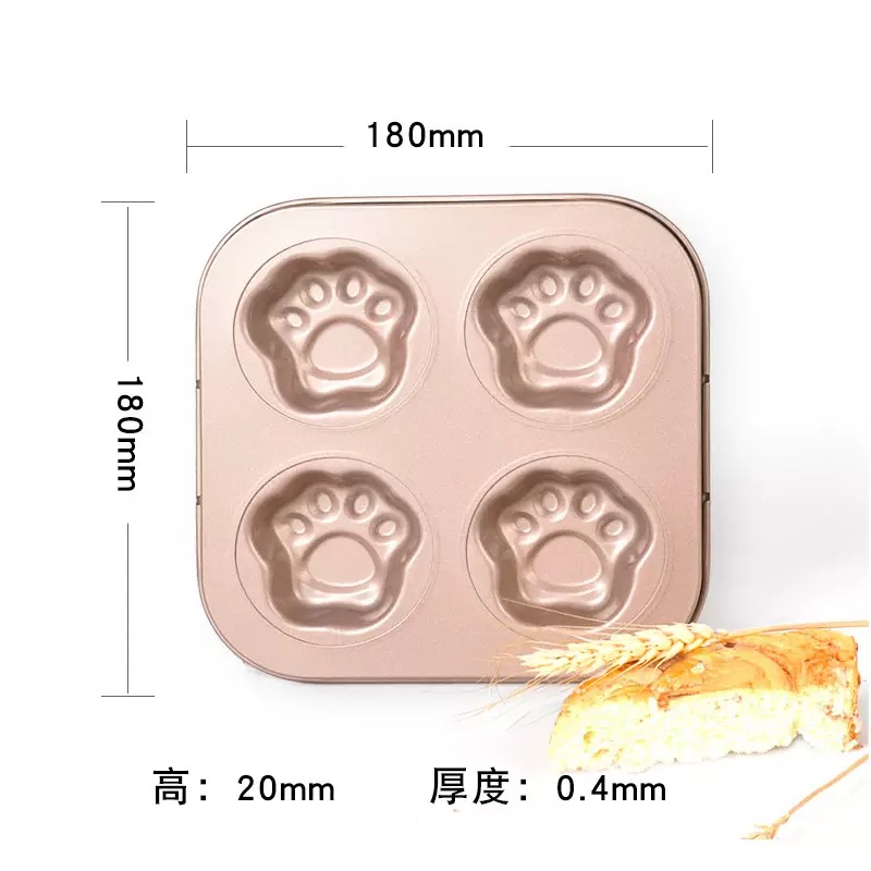 Khuôn chân mèo 4 ô chống dính