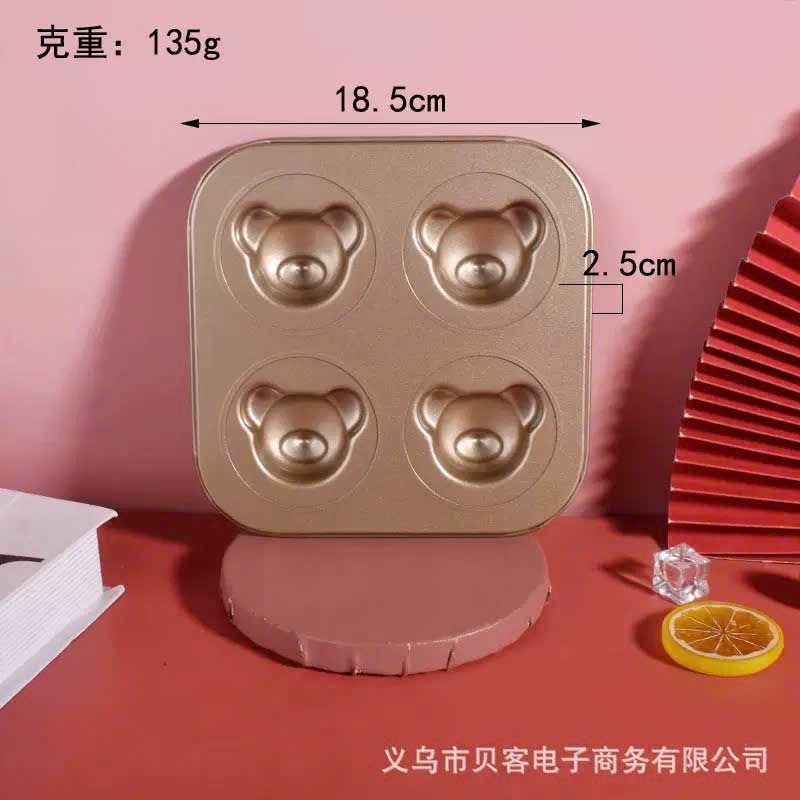 Khuôn đầu gấu 4 ô chống dính