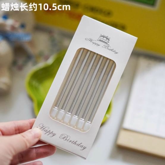 Nến dài 15.5cm (set 6c) - Bạc