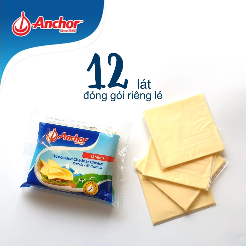 Phô mai lát Cheddar Anchor 200g (12 lát)