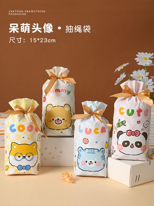 Set 10 túi đựng quà có dây nơ - avt động vật mix 4