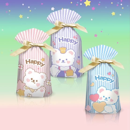 Set 10 túi đựng quà có dây nơ - happy 2 mix