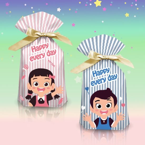 Set 10 túi đựng quà có dây nơ - happy children mix