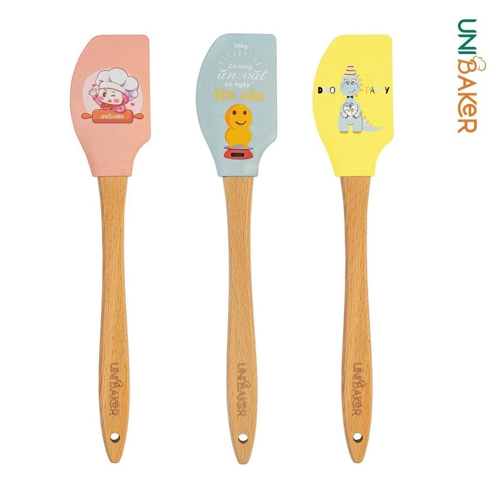 Spatula Silicon cán gỗ Unibaker