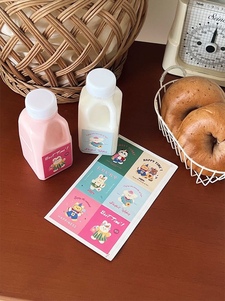 Sticker cute - thỏ gấu vuông mix 6