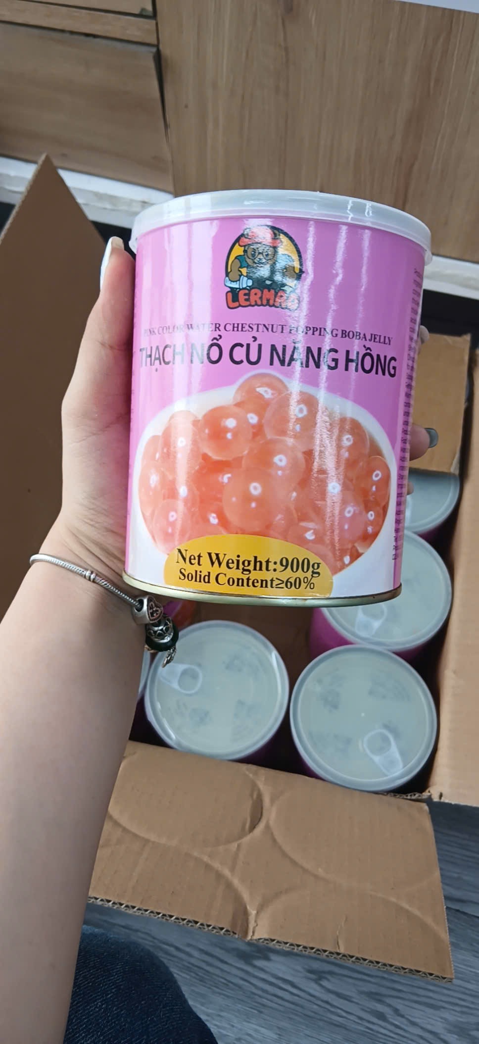 Thạch nổ củ năng hồng Lermao 900g
