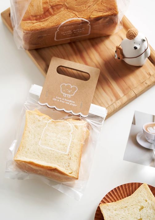 Túi BMHC/Cookie trong gập miệng kèm tag da bò - 1 cái - 15*22*9 cm