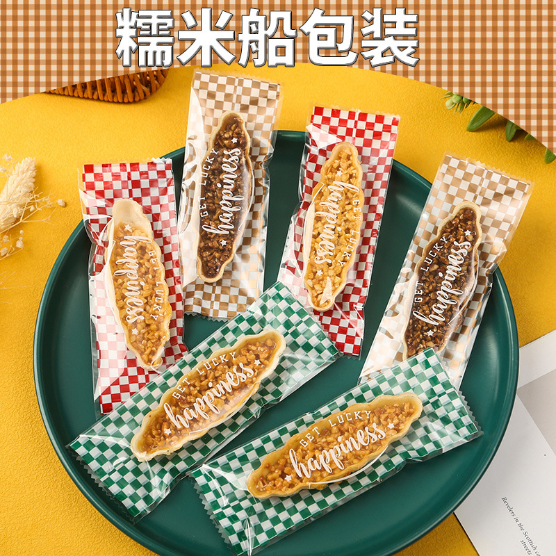 Túi bánh thuyền 14.5*5 (set97-100c) - Caro đỏ