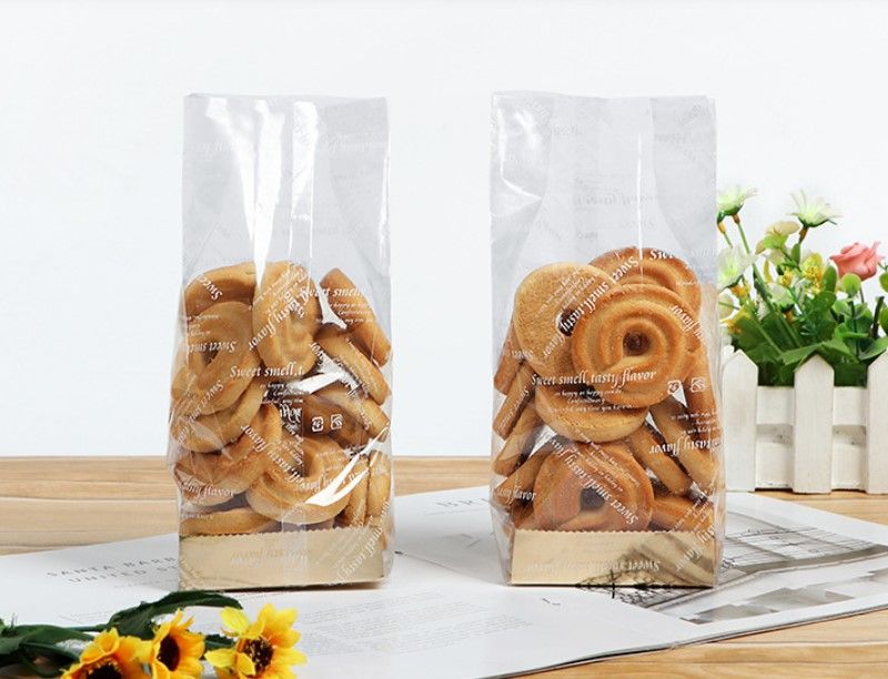 Túi cookie 8*23cm có đế lót vàng gold - set10c